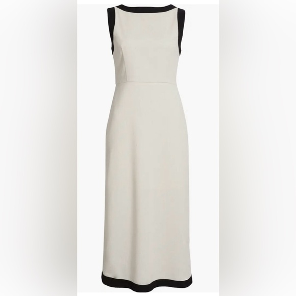 NWT Zoe and Claire Contrast Trim Linen & Cotton Blend Midi Dress - Picture 3 of 10